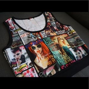 Vintage Y2K tabloid print crop top
